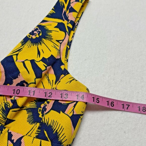 J CREW Women Fit Flare V Neck Pique Dress Sz 00 Yellow Floral Sleeveless 51-8 - Picture 9 of 11